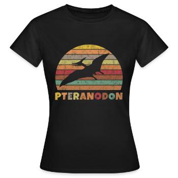 Pteranodon Dinosaur Retro Dino Prehistoric Gift - Women's T-Shirt - black - Front - AI Model Female 172 dark (172cm)