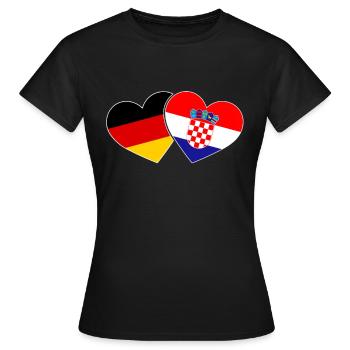 Kroatien Deutschland Herz Flagge Urlaub Reise - Frauen T-Shirt - Schwarz - Vorne - AI Model Female 172 dark (172cm)