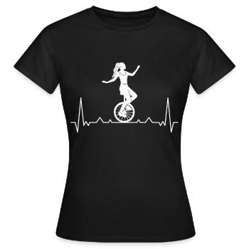 Unicycle unicyclist heartbeat - Women's T-Shirt - black - Front - AI Model Female 172 dark (172cm)