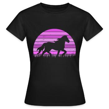 Islandpferd Tölt Pferd Reiten Retro Geschenk - Frauen T-Shirt - Schwarz - Vorne - AI Model Female 172 dark (172cm)