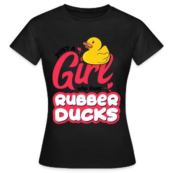 Just a girl who loves Rubber Ducks rubber ducks - Women's T-Shirt - black - Front - AI Model Female 172 dark (172cm)