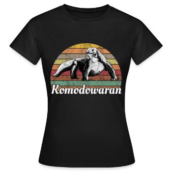 Komodowaran Komodo Reptilien Vintage - Frauen T-Shirt - Schwarz - Vorne - AI Model Female 172 dark (172cm)