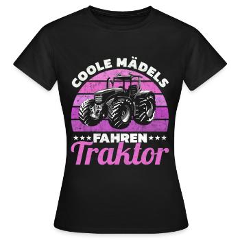 Coole Mädchen fahren Traktor Traktorfahrer - Frauen T-Shirt - Schwarz - Vorne - AI Model Female 172 dark (172cm)