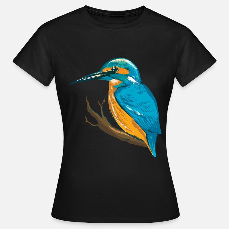 Eisvogel Blauer Vogel - Frauen T-Shirt - Schwarz