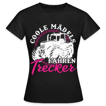 Coole Mädchen fahren Trecker Traktorfahrer - Frauen T-Shirt - Schwarz - Vorne - AI Model Female 172 dark (172cm)
