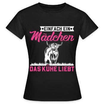 Einfach ein Mädchen das Kühe liebt Kuh Rinder Baue - Frauen T-Shirt - Schwarz - Vorne - AI Model Female 172 dark (172cm)