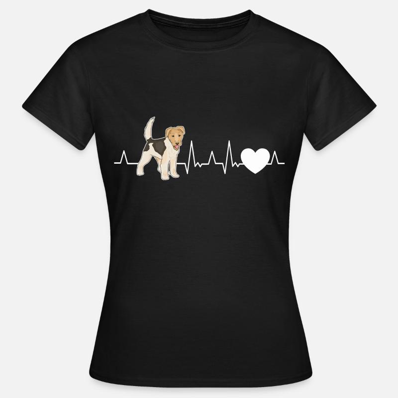 Fox terrier hjerterytme trådhåret Fox Terrier - Dame-T-shirt - sort