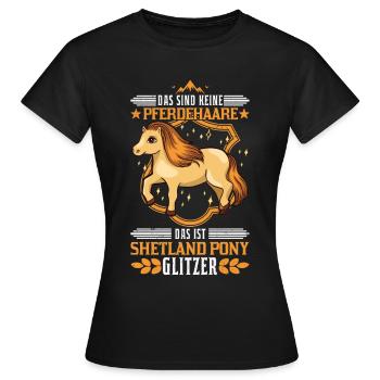 Shetland Pony Glitzer Shetty Pferdehaare Reiterin - Frauen T-Shirt - Schwarz - Vorne - AI Model Female 172 dark (172cm)