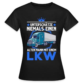 LKW-Fahrer Alter Mann Lastwagen Spedition LKW - Frauen T-Shirt - Schwarz - Vorne - AI Model Female 172 dark (172cm)