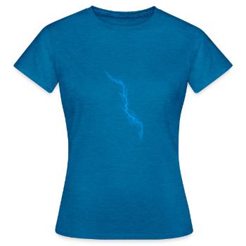 Blauer Blitz Personalisierbar Gewitter Strom - Frauen T-Shirt - Antikblaues Saphir meliert - Vorne - AI Model Female 172 dark (172cm)