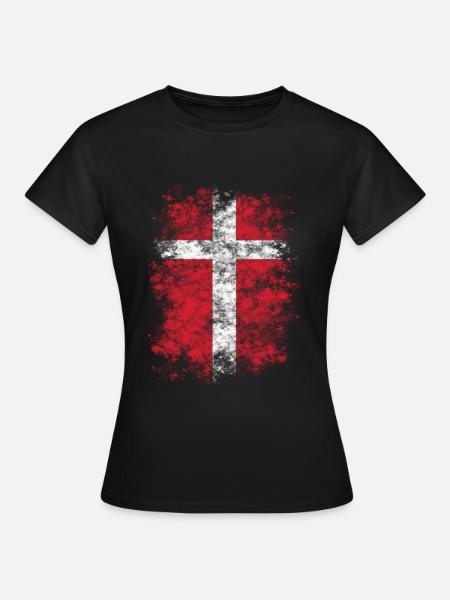 Dänemark Flagge Grunge Vintage Nationalfarben - Dame-T-shirt - sort