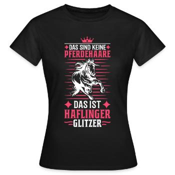 Haflinger Glitzer Pferd Reiterin Pferdemädchen - Frauen T-Shirt - Schwarz - Vorne - AI Model Female 172 dark (172cm)
