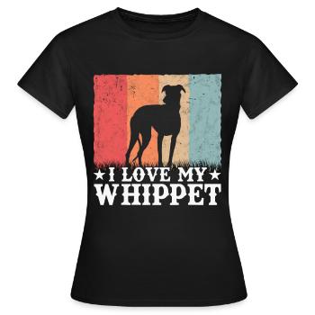 J'aime mon chien Whippet Greyhound Retro - T-shirt Femme - noir - Devant - AI Model Female 172 dark (172cm)