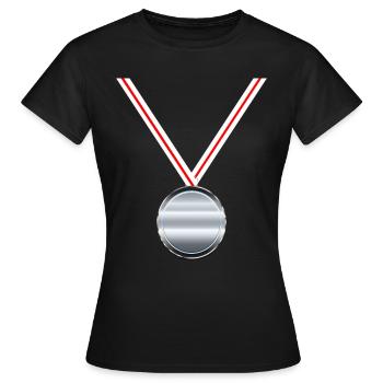 Silbermedaille Sieger Sportwettkampf Zweiter Platz - Frauen T-Shirt - Schwarz - Vorne - AI Model Female 172 dark (172cm)