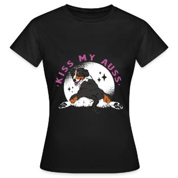 Kiss my Auss Aussie Australian Shepherd - Frauen T-Shirt - Schwarz - Vorne - AI Model Female 172 dark (172cm)