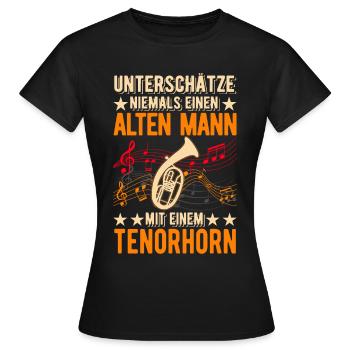 Tenorhorn Alter Mann Tenorhornist Tenorhornspieler - Frauen T-Shirt - Schwarz - Vorne - AI Model Female 172 dark (172cm)