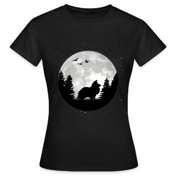 Sheltie Berger Chien Lune Shetland Sheepdog - T-shirt Femme - noir - Devant - AI Model Female 172 dark (172cm)