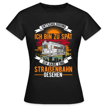Straßenbahn Straßenbahnfahrer Tram S-Bahn - Frauen T-Shirt - Schwarz - Vorne - AI Model Female 172 dark (172cm)