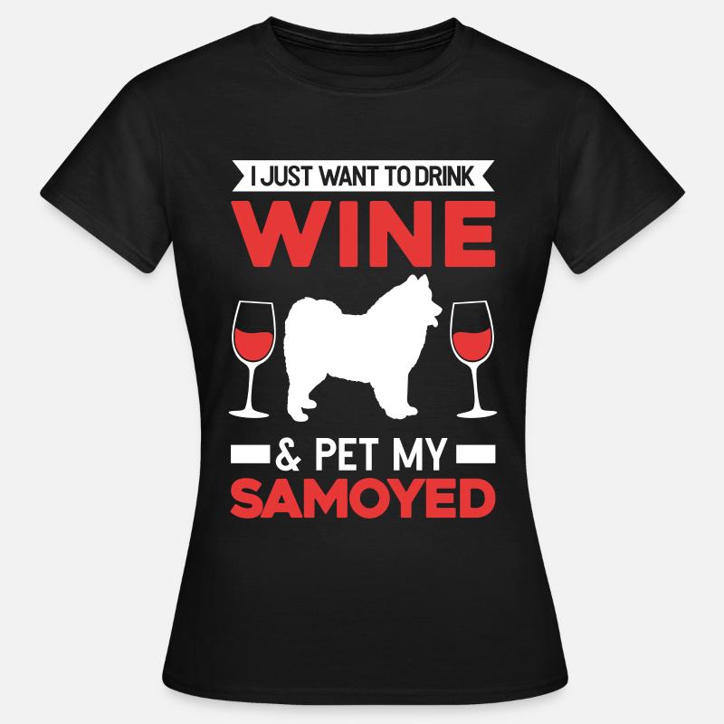 Samoyeds och vin - T-shirt dam - svart