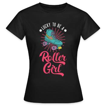 Lucky to be a Roller Girl Roller Skates - Women's T-Shirt - black - Front - AI Model Female 172 dark (172cm)