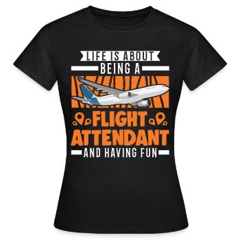 Flight Attendant Stewardess Gift Flight Attendant - T-shirt Femme - noir - Devant - AI Model Female 172 dark (172cm)