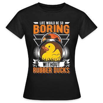 Canard en caoutchouc Cadeau Canard Grinçant Canard Bain Canard - T-shirt Femme - noir - Devant - AI Model Female 172 dark (172cm)