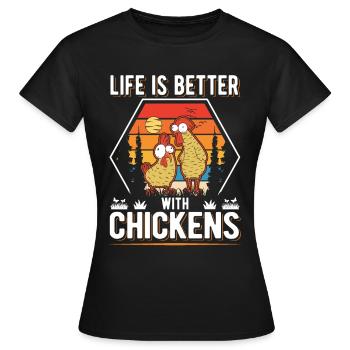 Poulailler d’éleveur de poulet - T-shirt Femme - noir - Devant - AI Model Female 172 dark (172cm)