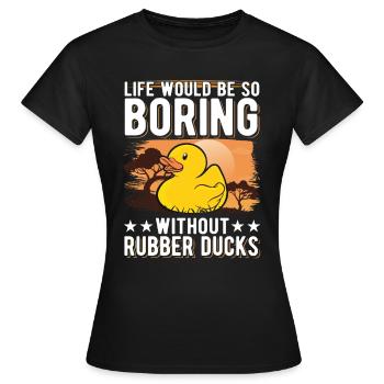 Canard en caoutchouc Cadeau Canard Grinçant Canard Bain Canard - T-shirt Femme - noir - Devant - AI Model Female 172 dark (172cm)