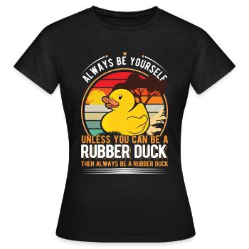 Canard en caoutchouc Canard grinçant Canard de bain - T-shirt Femme - noir - Devant - AI Model Female 172 dark (172cm)