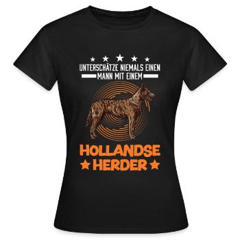 Hollandse Herder Mann Herdershond - Frauen T-Shirt - Schwarz - Vorne - AI Model Female 172 dark (172cm)