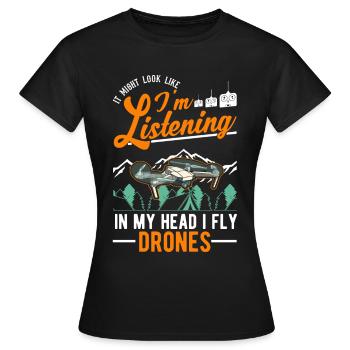 Drone Pilote Cadeau Drone Quadcopter - T-shirt Femme - noir - Devant - AI Model Female 172 dark (172cm)