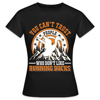 Indian Running Gift Running Duck - Women's T-Shirt - black - Front - AI Model Female 172 dark (172cm)
