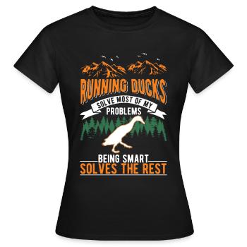 Indian Running Gift Running Duck - Women's T-Shirt - black - Front - AI Model Female 172 dark (172cm)