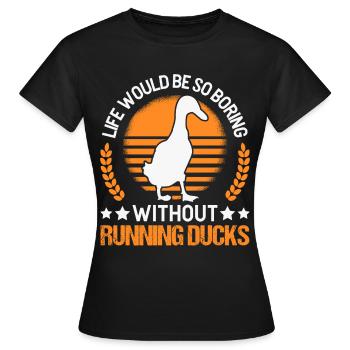 Indian Running Gift Running Duck - Women's T-Shirt - black - Front - AI Model Female 172 dark (172cm)