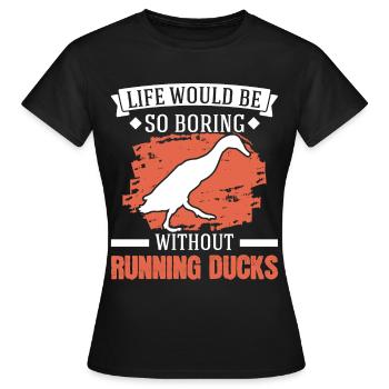 Indian Running Gift Running Duck - Women's T-Shirt - black - Front - AI Model Female 172 dark (172cm)