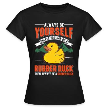 Canard en caoutchouc Canard grinçant Canard de bain - T-shirt Femme - noir - Devant - AI Model Female 172 dark (172cm)