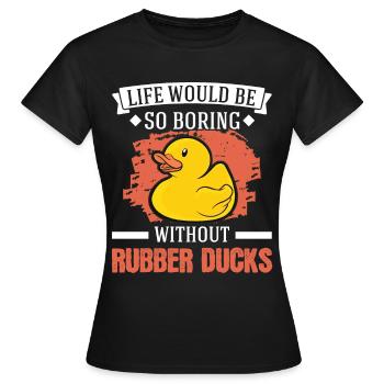 Canard en caoutchouc Cadeau Canard Grinçant Canard Bain Canard - T-shirt Femme - noir - Devant - AI Model Female 172 dark (172cm)