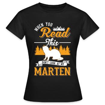 Martre Cadeau Vison Blaireau Arbre Martre - T-shirt Femme - noir - Devant - AI Model Female 172 dark (172cm)