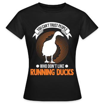 Indian Running Gift Running Duck - Women's T-Shirt - black - Front - AI Model Female 172 dark (172cm)