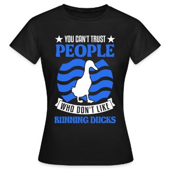 Indian Running Gift Running Duck - Women's T-Shirt - black - Front - AI Model Female 172 dark (172cm)