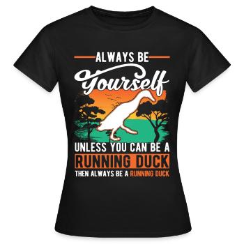 Indian Running Gift Running Duck - Women's T-Shirt - black - Front - AI Model Female 172 dark (172cm)
