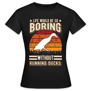Indian Running Gift Running Duck - Women's T-Shirt - black - Front - AI Model Female 172 dark (172cm)