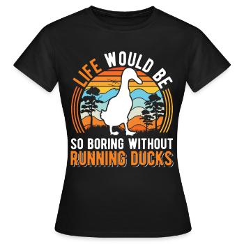 Indian Running Gift Running Duck - Women's T-Shirt - black - Front - AI Model Female 172 dark (172cm)