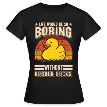 Canard en caoutchouc Cadeau Canard Grinçant Canard Bain Canard - T-shirt Femme - noir - Devant - AI Model Female 172 dark (172cm)