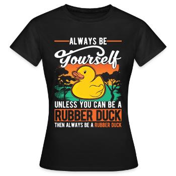 Canard en caoutchouc Canard grinçant Canard de bain - T-shirt Femme - noir - Devant - AI Model Female 172 dark (172cm)