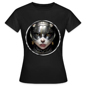Cat Lady in Armor Jeu de rôle fantastique - T-shirt Femme - noir - Devant - AI Model Female 172 dark (172cm)