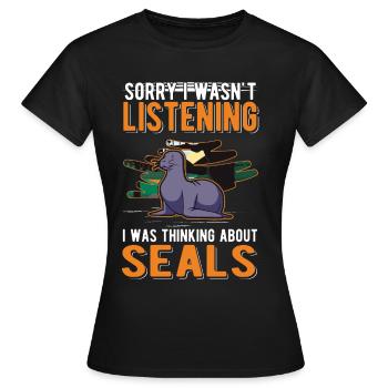 Robbe Cadeau Lion de mer - T-shirt Femme - noir - Devant - AI Model Female 172 dark (172cm)