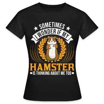 Hamster Hamster Roue Golden Hamster Hamster - T-shirt Femme - noir - Devant - AI Model Female 172 dark (172cm)
