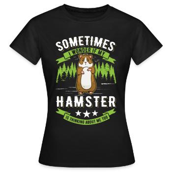 Hamster Hamster Roue Golden Hamster Hamster - T-shirt Femme - noir - Devant - AI Model Female 172 dark (172cm)