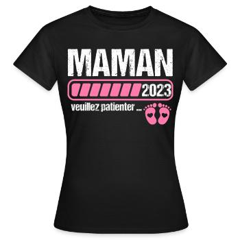 Maman en 2023 annonce naissance cadeau femme - T-shirt Femme - noir - Devant - AI Model Female 172 dark (172cm)
